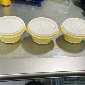Yellow and White Storage Containers Set